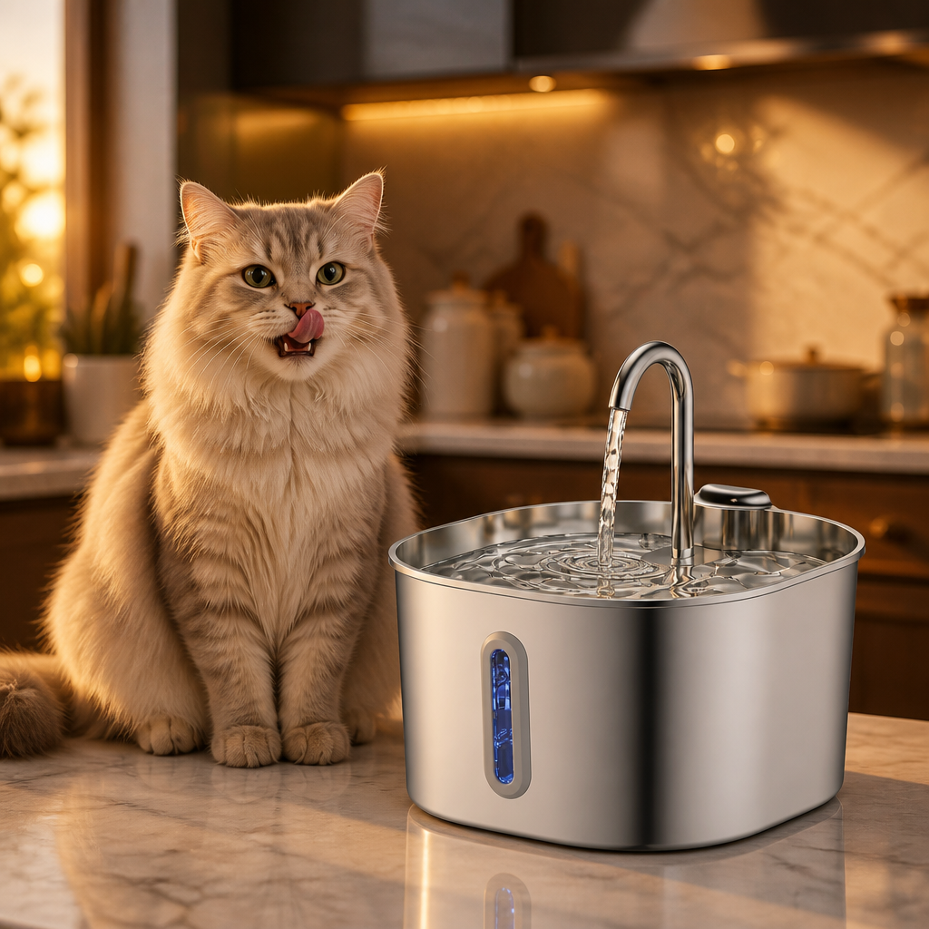 Fontaine à eau Noä inox 2,2 L pour chat