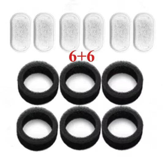 Noä Filtres charbon actif pour fontaine à eau — Pack 6 filtres charbon + 6 mousses