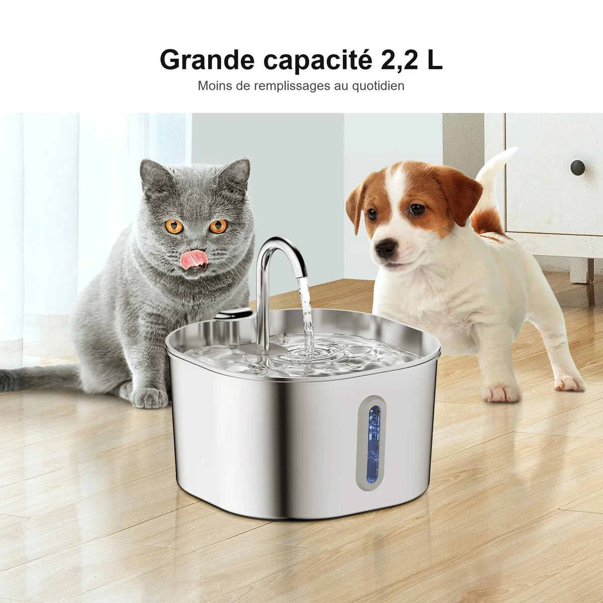 Fontaine à eau Noä inox 2,2 L pour chat
