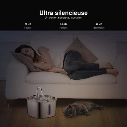 Fontaine à eau Noä inox 2,2 L pour chat